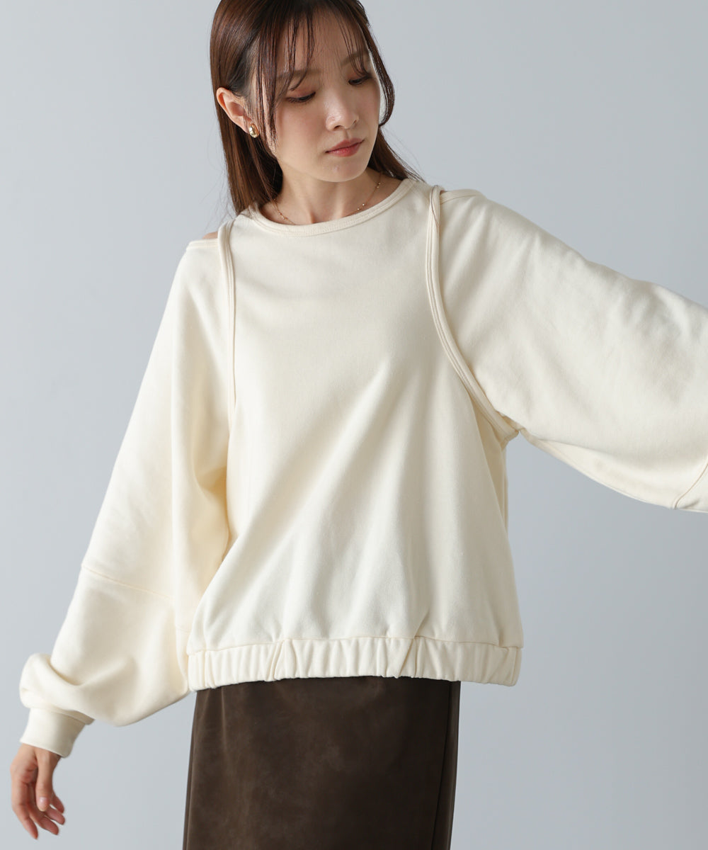 レイヤードライクパイピングスウェットトップス