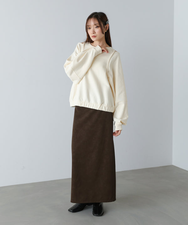 レイヤードライクパイピングスウェットトップス