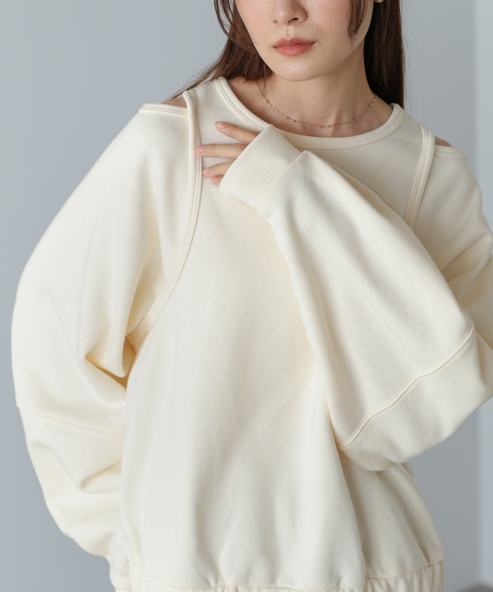 レイヤードライクパイピングスウェットトップス
