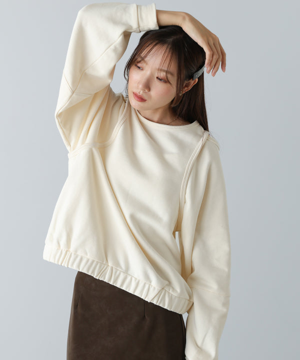 レイヤードライクパイピングスウェットトップス