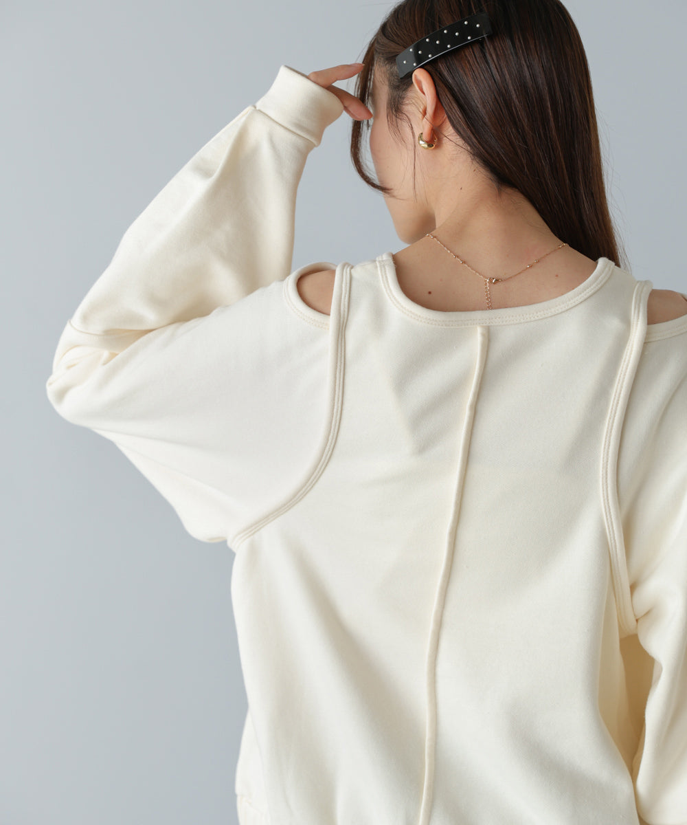 レイヤードライクパイピングスウェットトップス