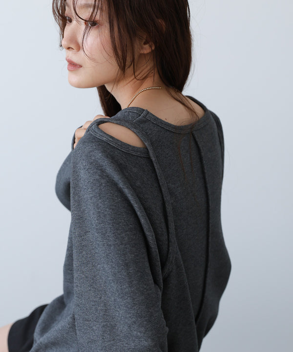 レイヤードライクパイピングスウェットトップス