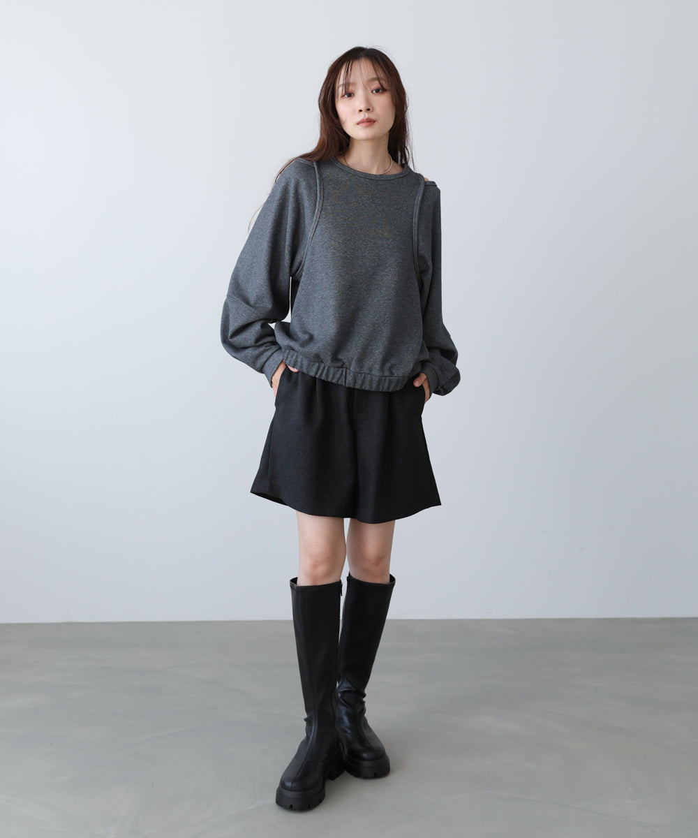 レイヤードライクパイピングスウェットトップス