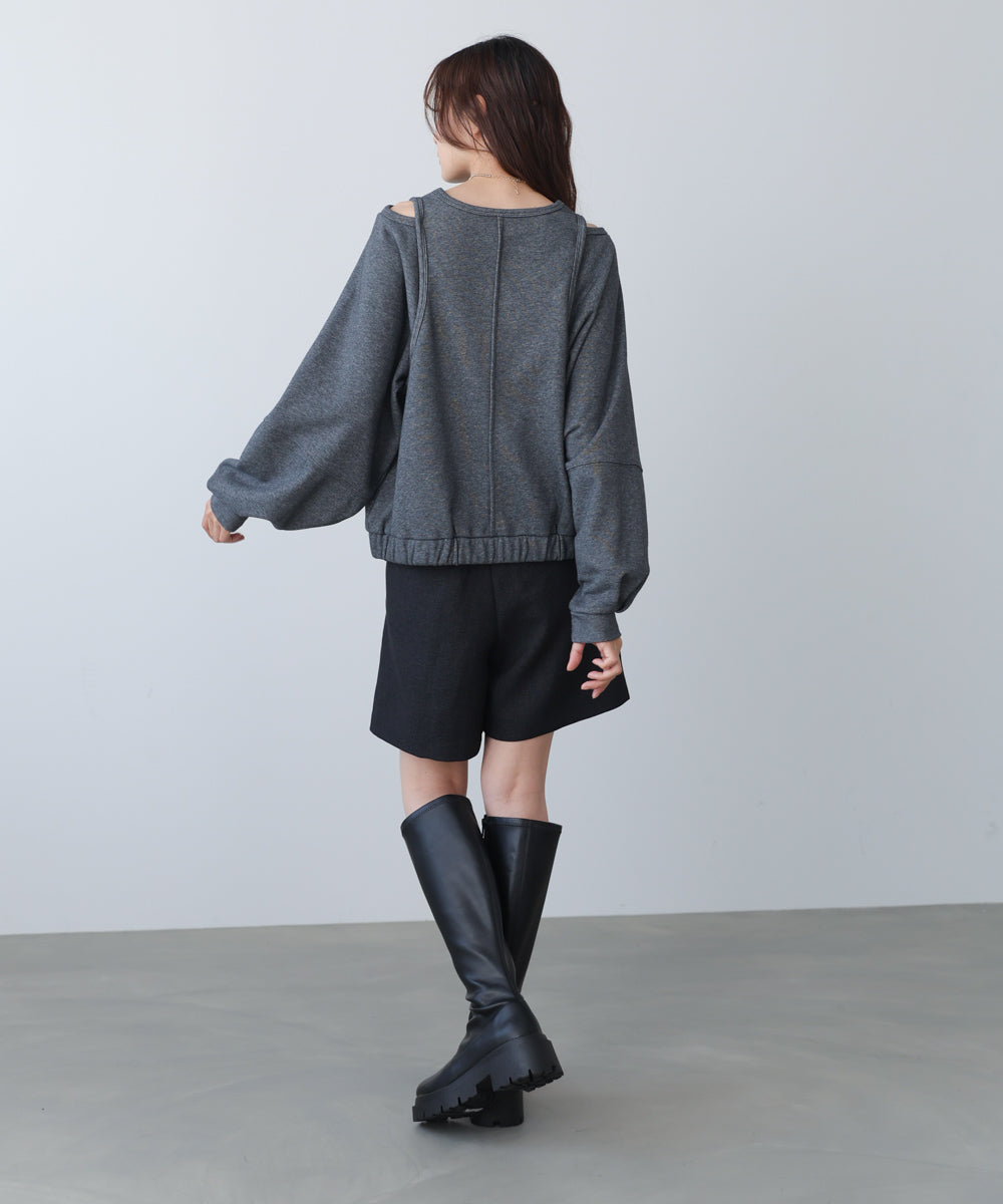 レイヤードライクパイピングスウェットトップス