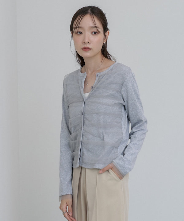 チュールギャザーカーディガン
