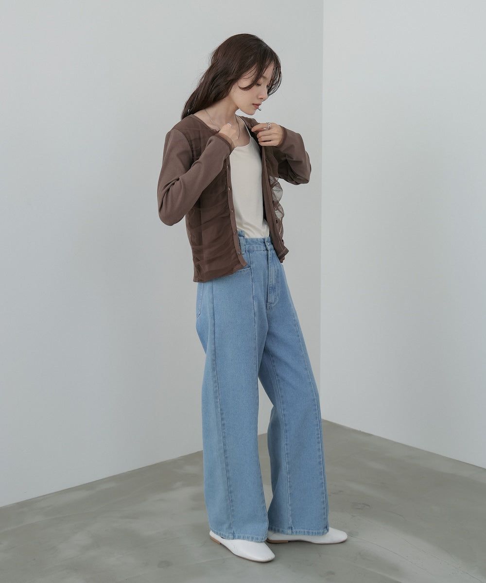 チュールギャザーカーディガン