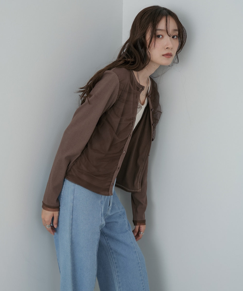 チュールギャザーカーディガン