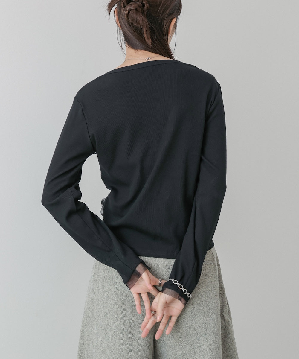 チュールギャザーカーディガン