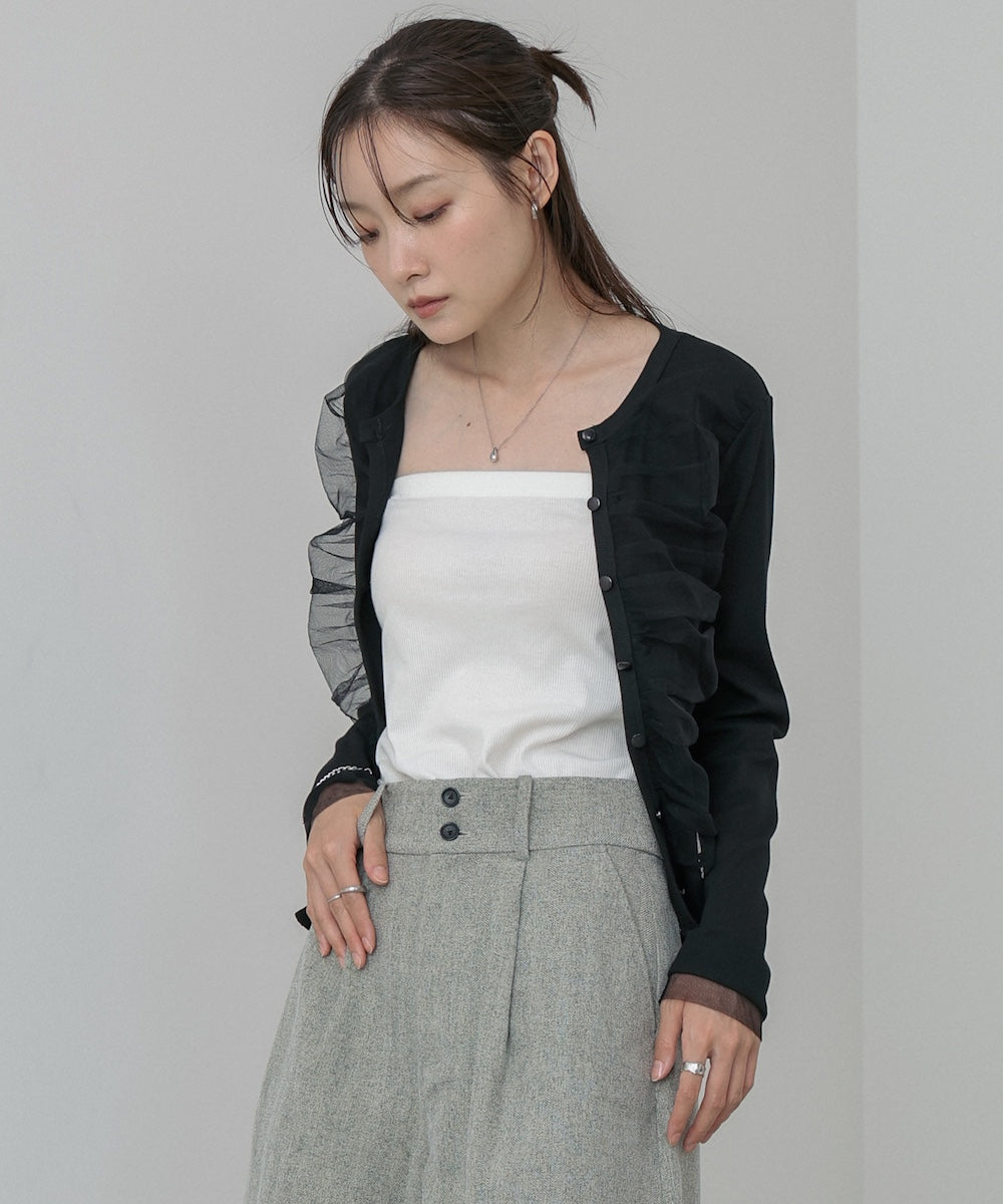 チュールギャザーカーディガン