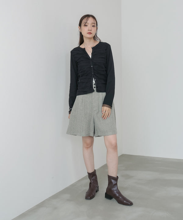 チュールギャザーカーディガン