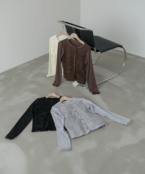 チュールギャザーカーディガン