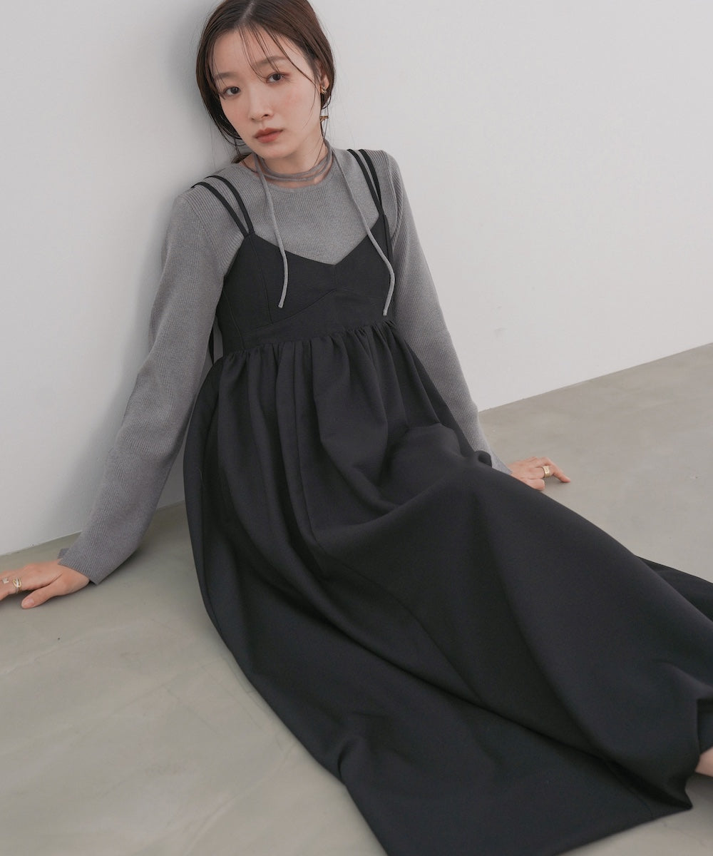 【S・Mサイズ展開】ビスチェライクフレアキャミワンピース