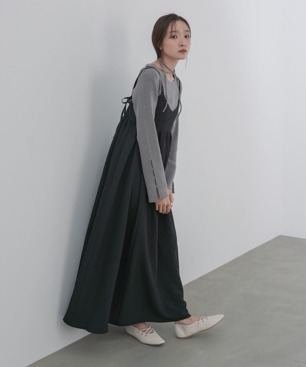 【S・Mサイズ展開】ビスチェライクフレアキャミワンピース