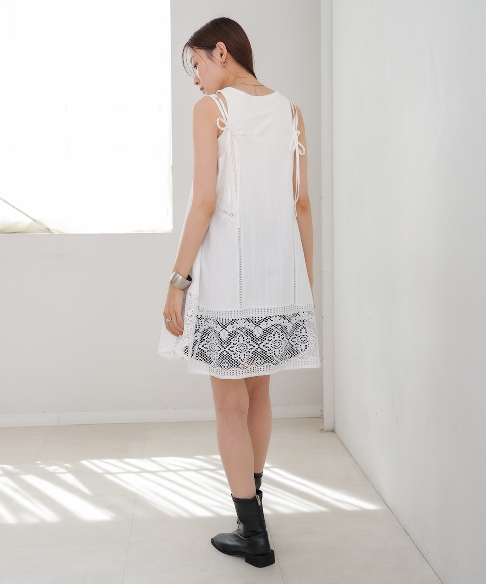 レース切り替えミニワンピピース