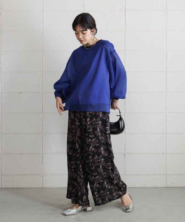 ランダムパターン柄ワイドパンツ