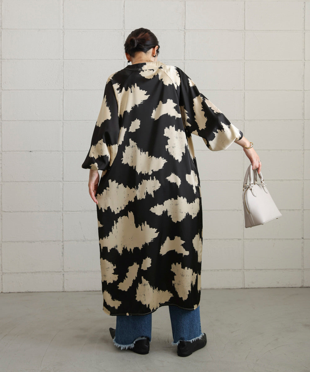 モノトーン柄シャツワンピース