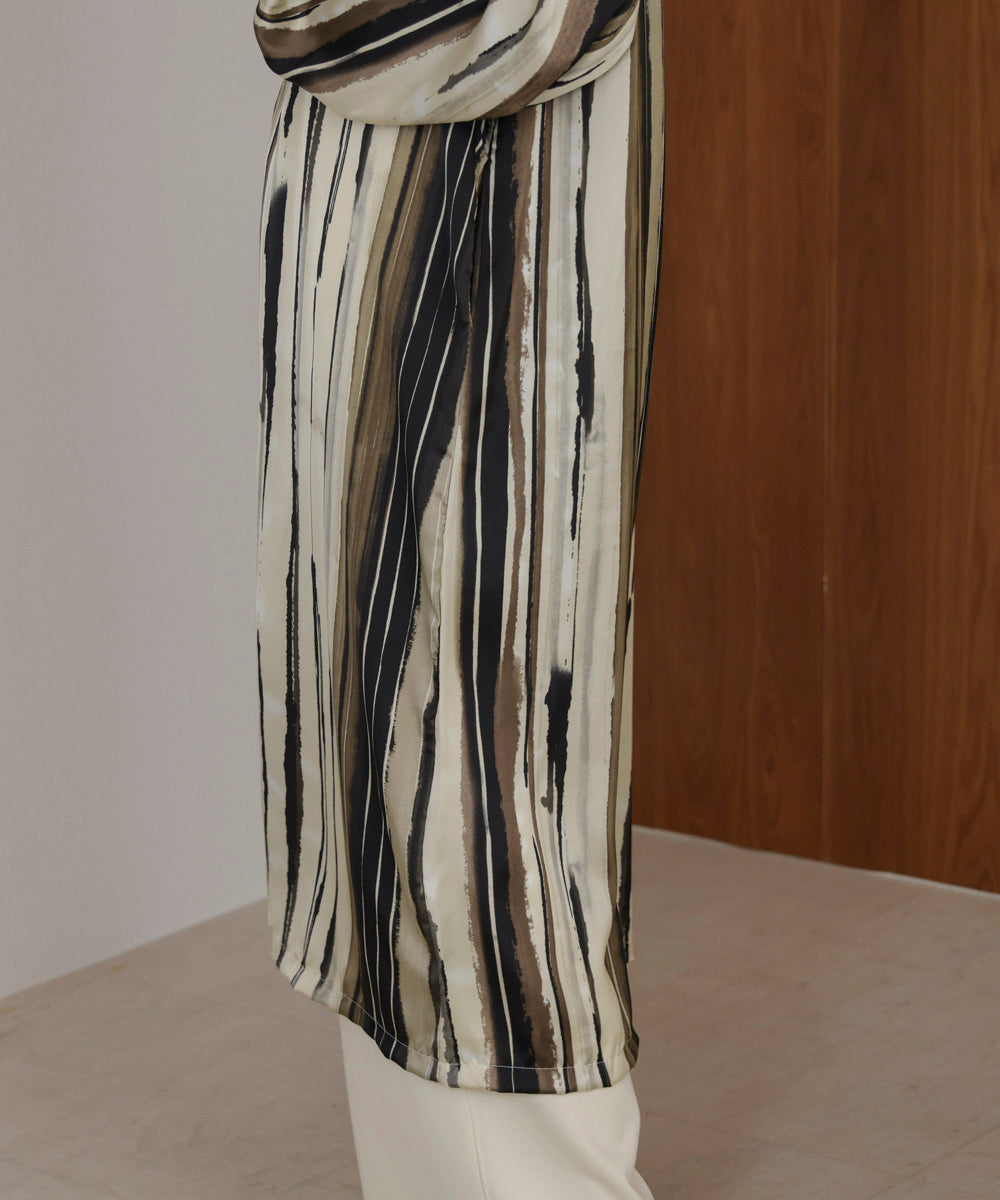 モノトーン柄シャツワンピース