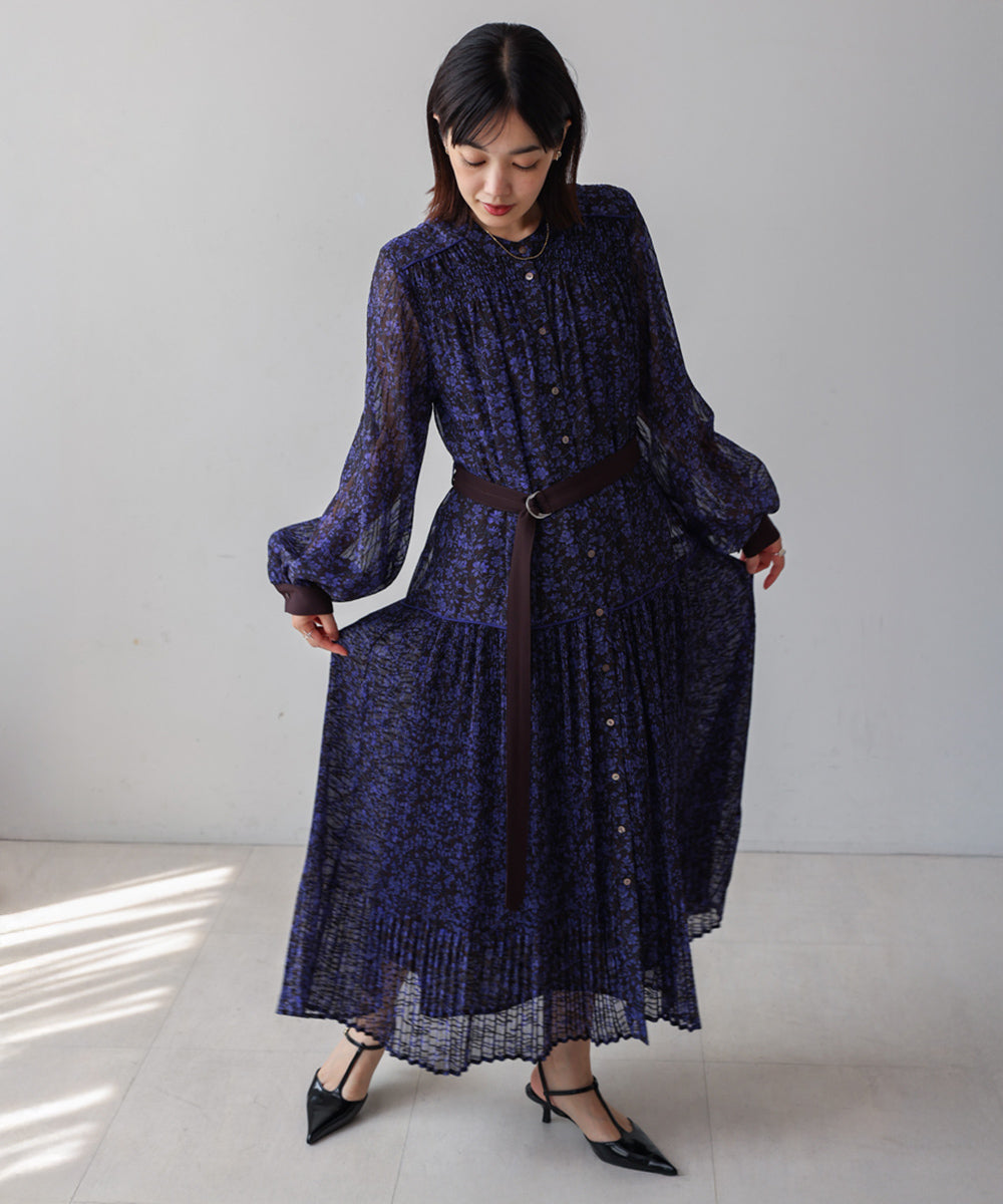 フラワープリーツワンピース