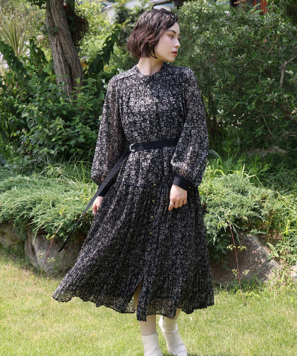 フラワープリーツワンピース