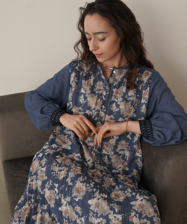 ジャガードプリーツワンピース