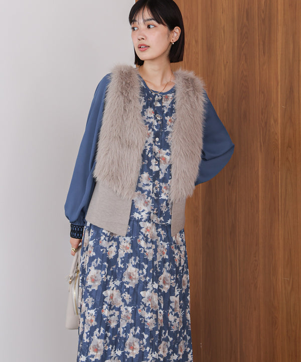 ジャガードプリーツワンピース