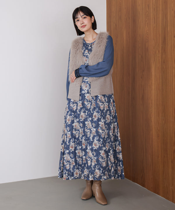 ジャガードプリーツワンピース