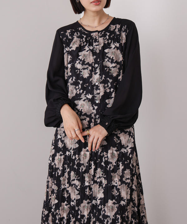 ジャガードプリーツワンピース