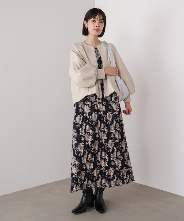 ジャガードプリーツワンピース