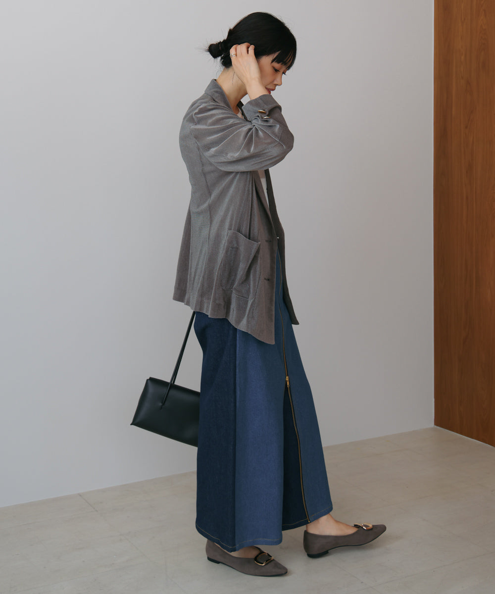 デニム配色ZIPパンツ