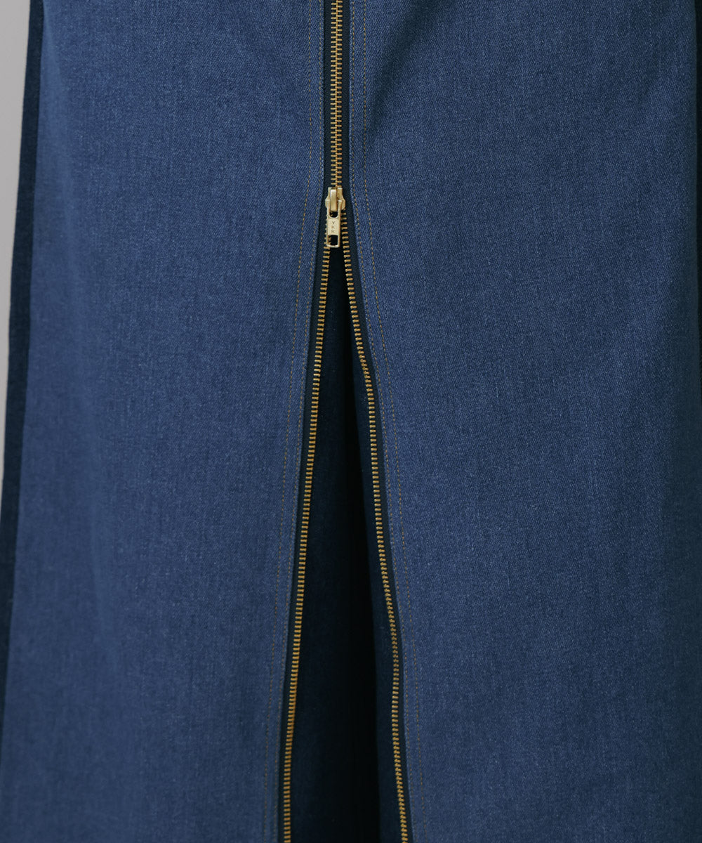 デニム配色ZIPパンツ