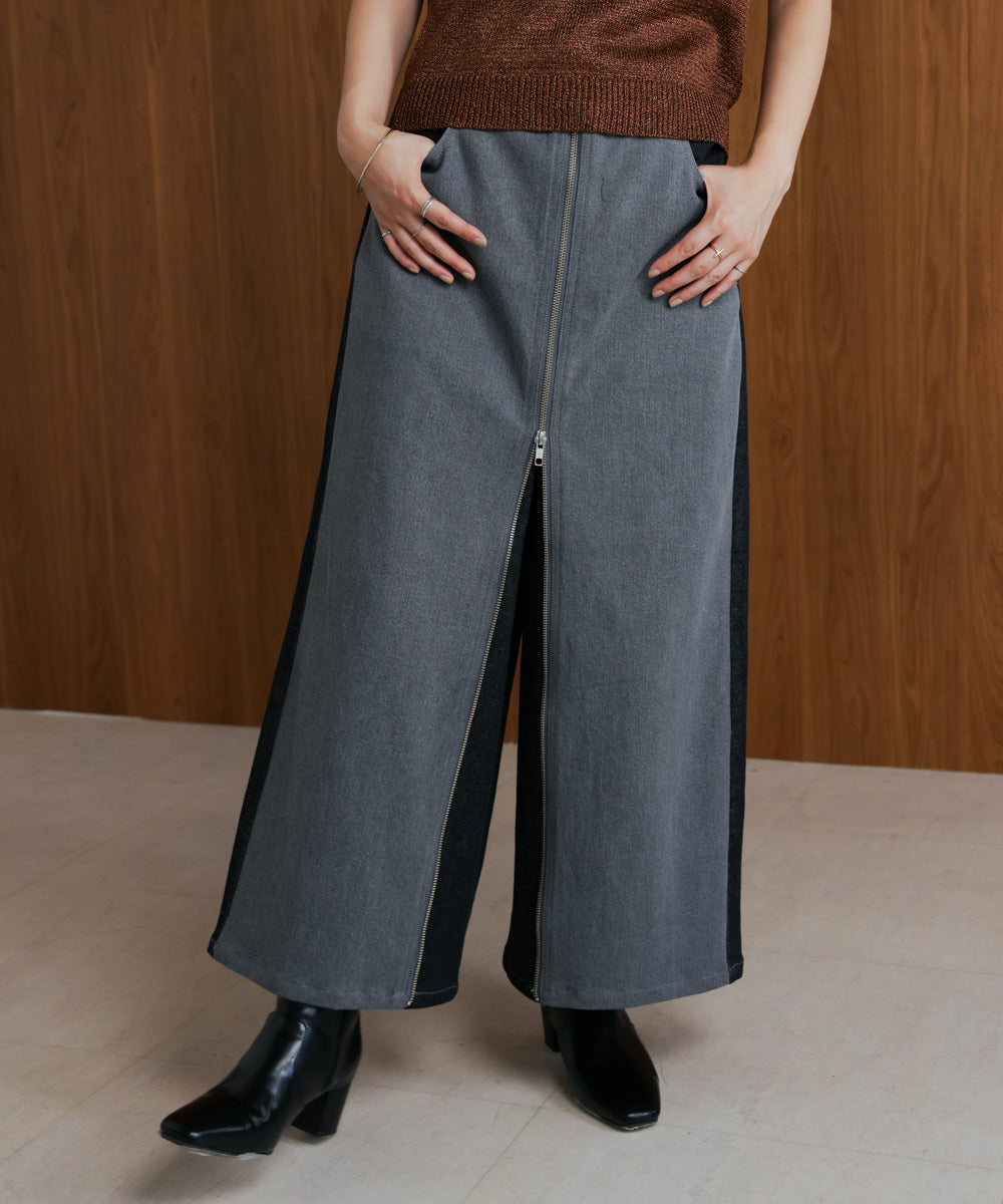 デニム配色ZIPパンツ