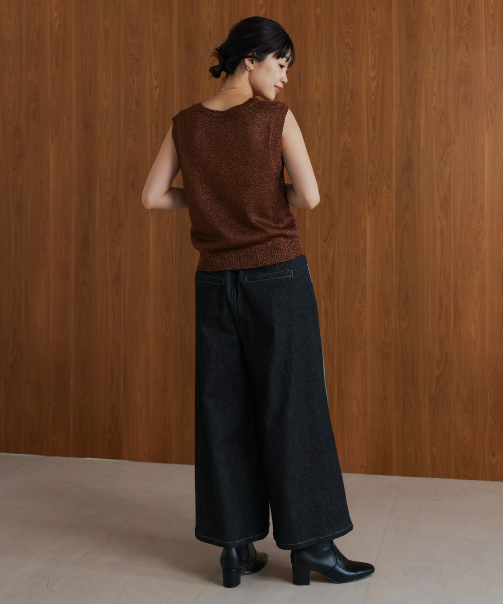 デニム配色ZIPパンツ