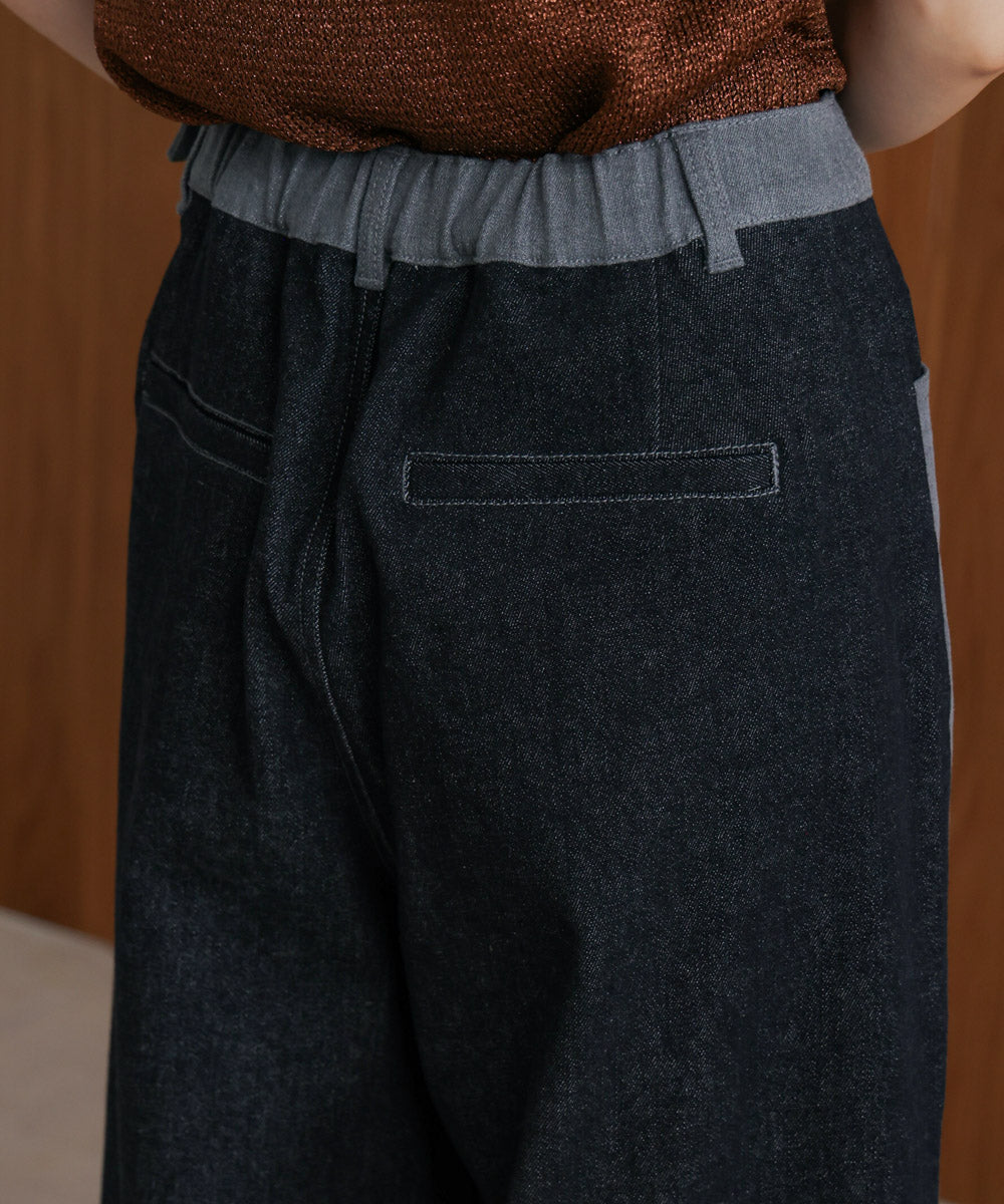 デニム配色ZIPパンツ