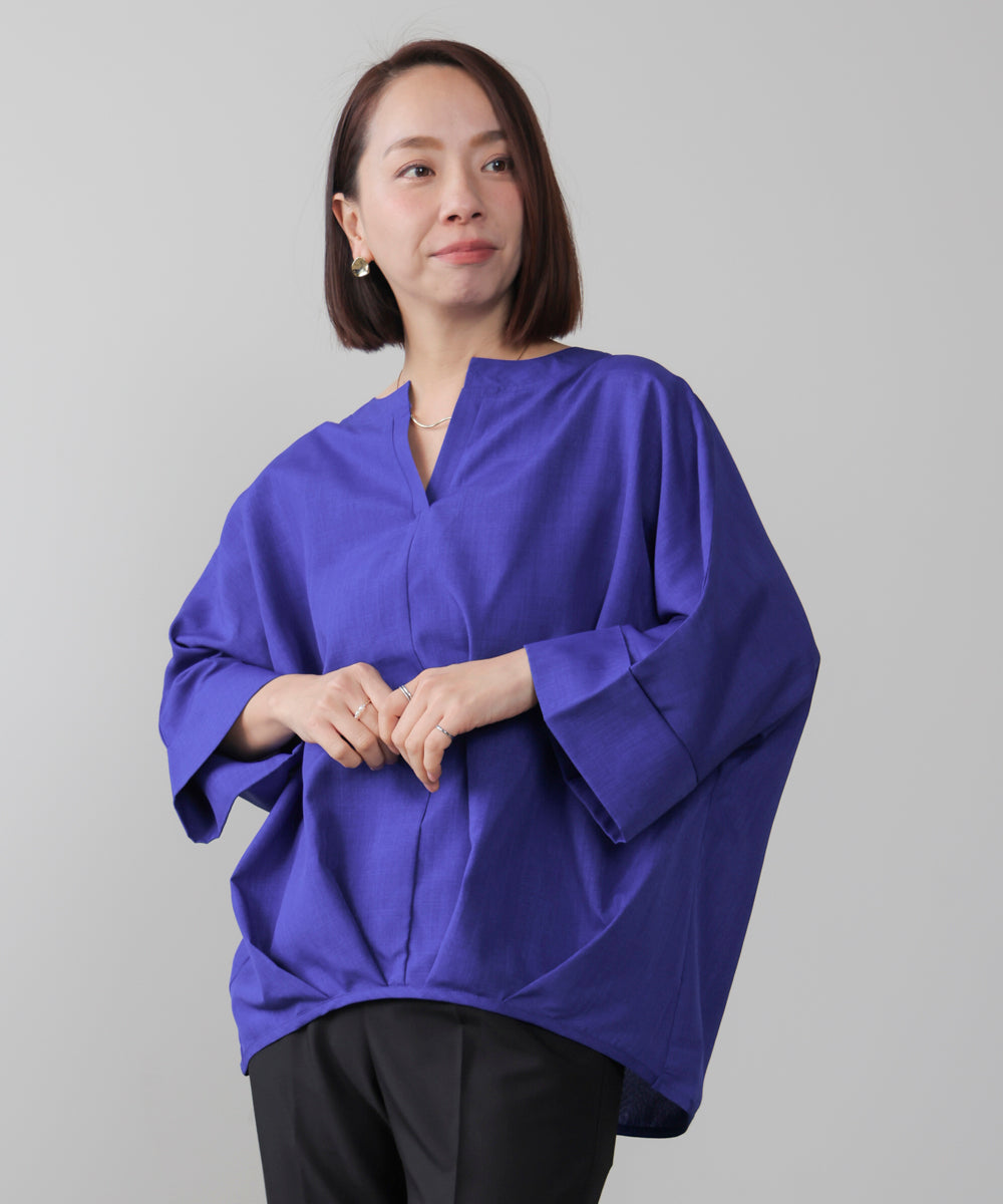 麻ライクキータックブラウス