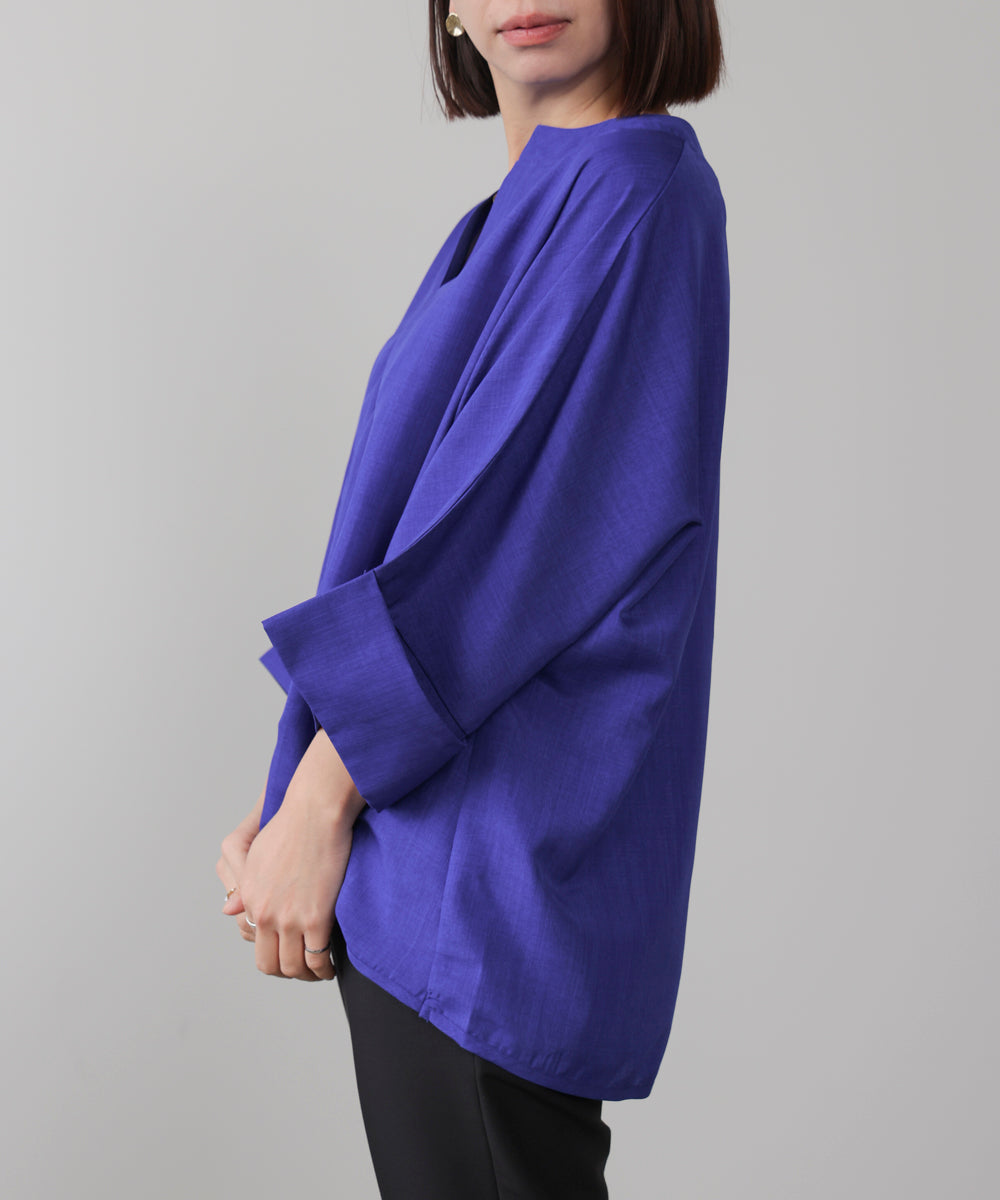 麻ライクキータックブラウス