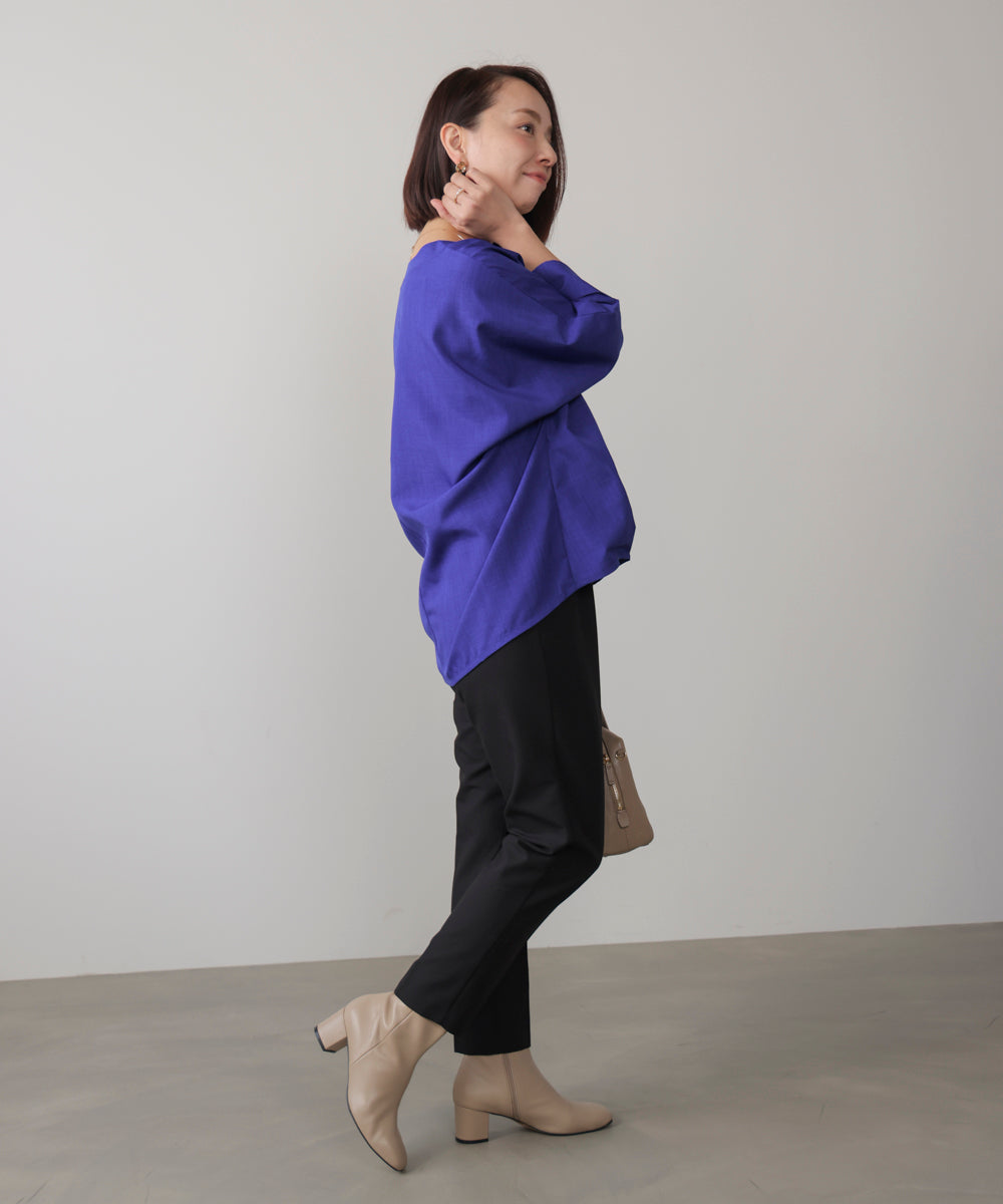 麻ライクキータックブラウス