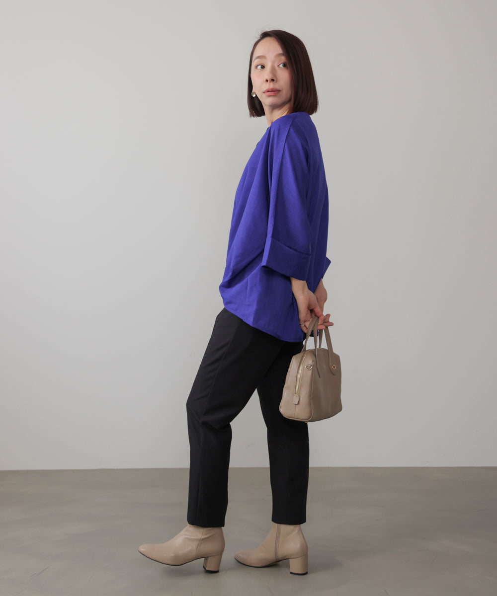 麻ライクキータックブラウス