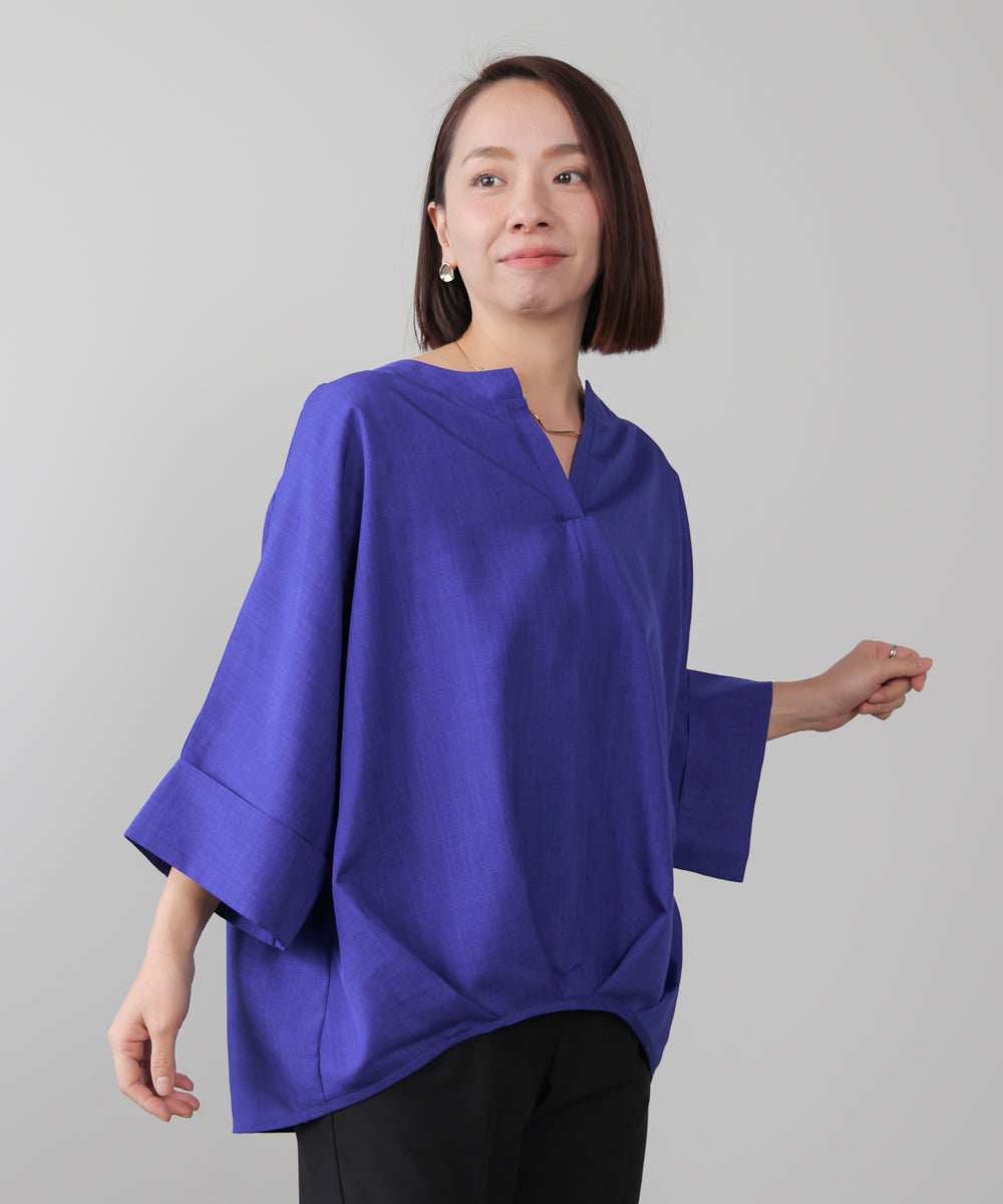 麻ライクキータックブラウス