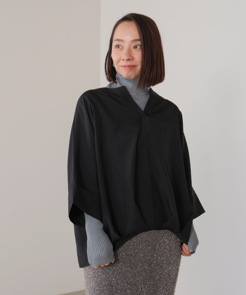 麻ライクキータックブラウス