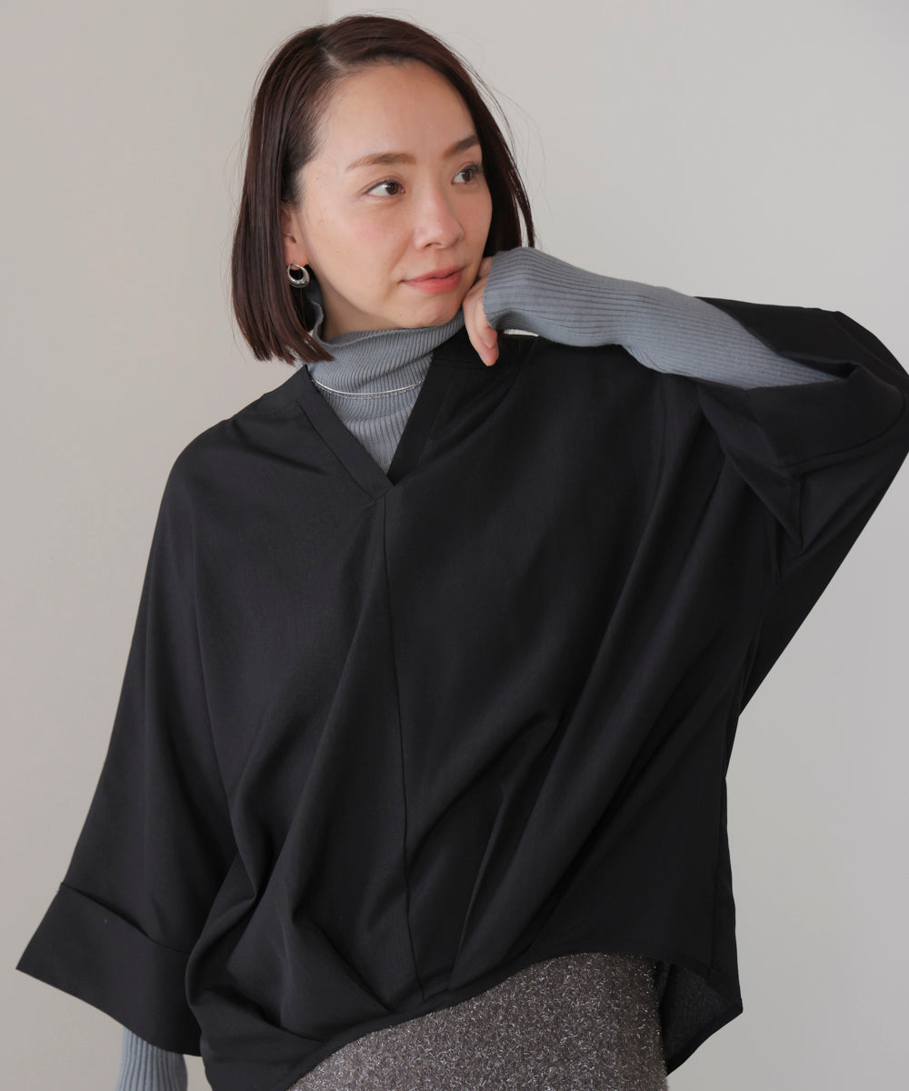 麻ライクキータックブラウス