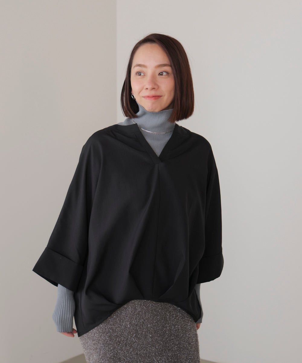 麻ライクキータックブラウス