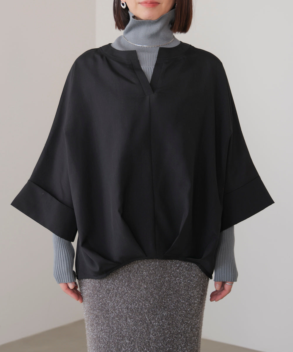 麻ライクキータックブラウス