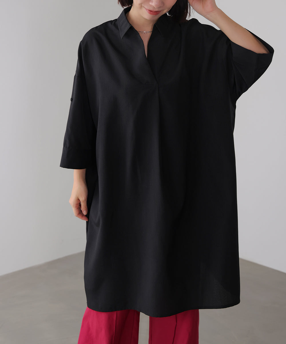 麻ライクスキッパーシャツチュニック