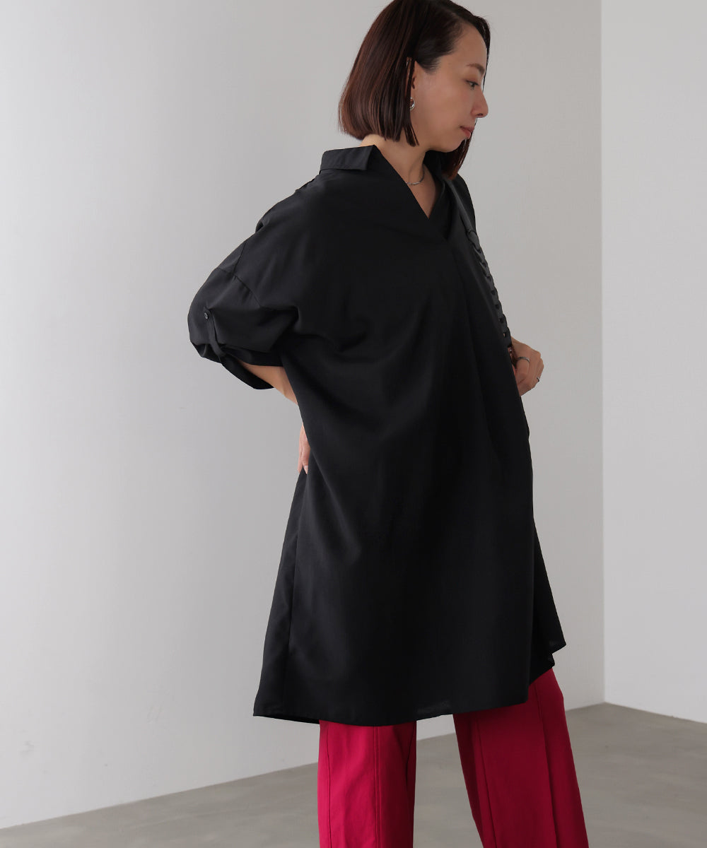 麻ライクスキッパーシャツチュニック