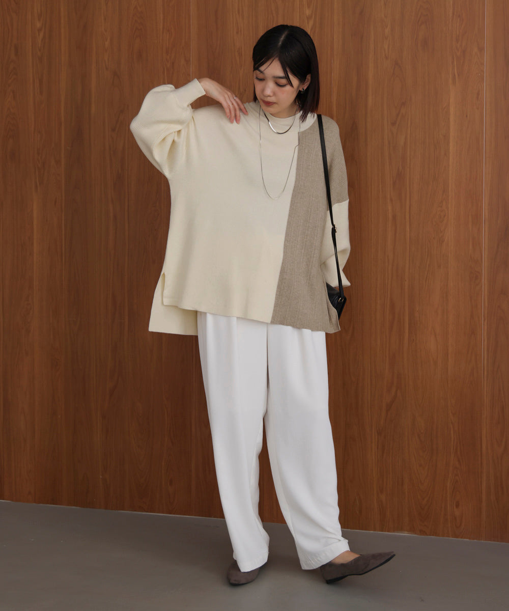 【WEB限定】もち軽配色ニットチュニック