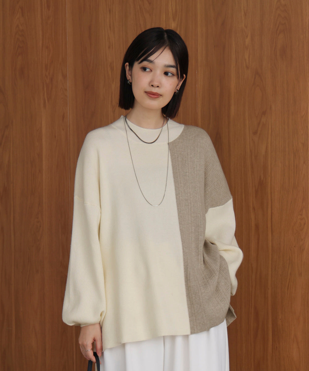 【WEB限定】もち軽配色ニットチュニック