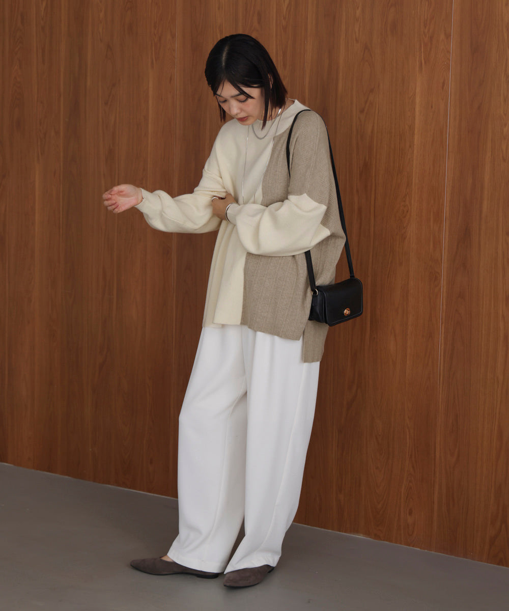 【WEB限定】もち軽配色ニットチュニック