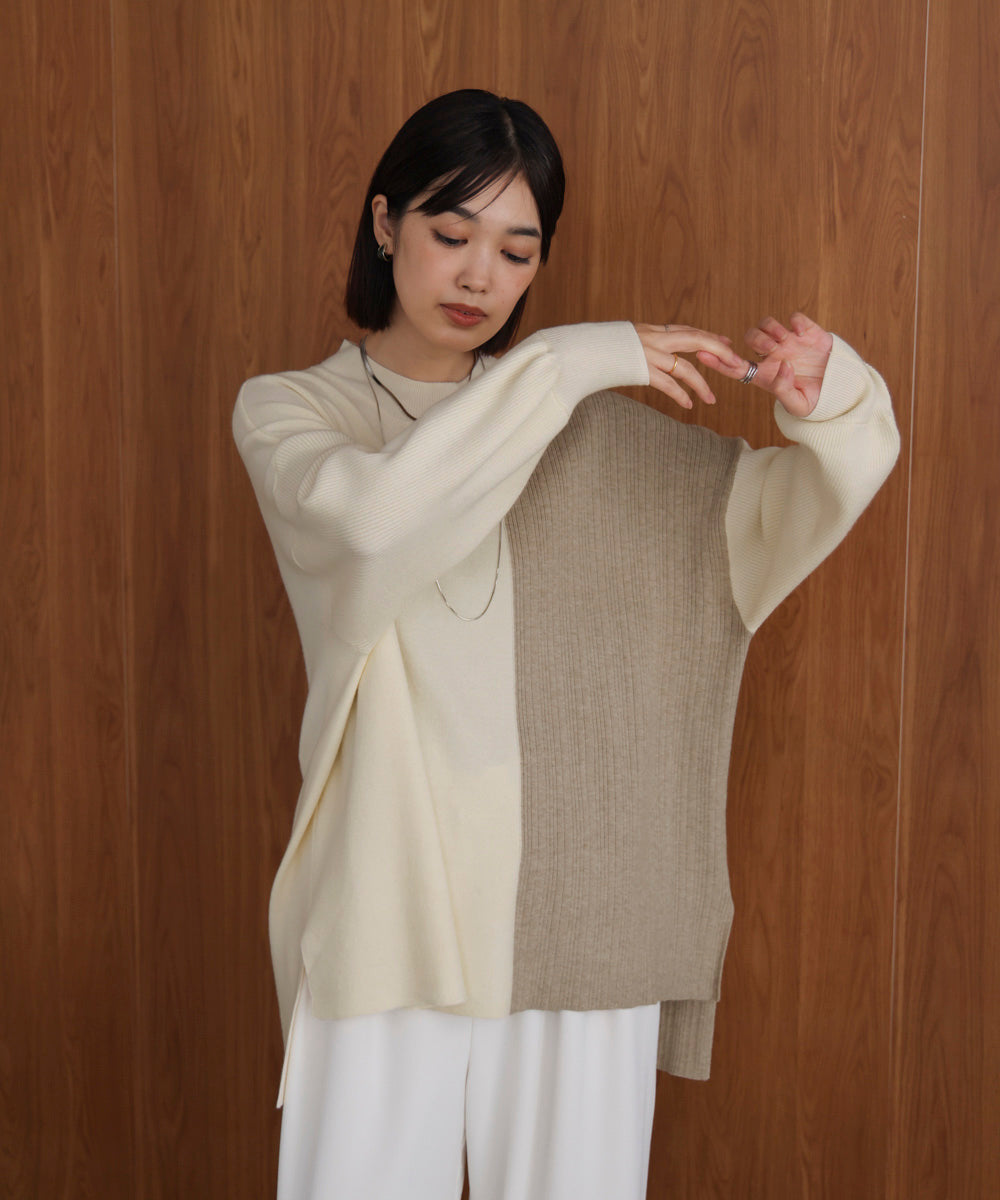 【WEB限定】もち軽配色ニットチュニック