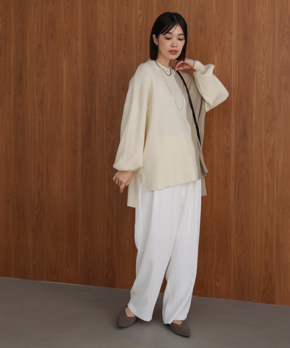 【WEB限定】もち軽配色ニットチュニック