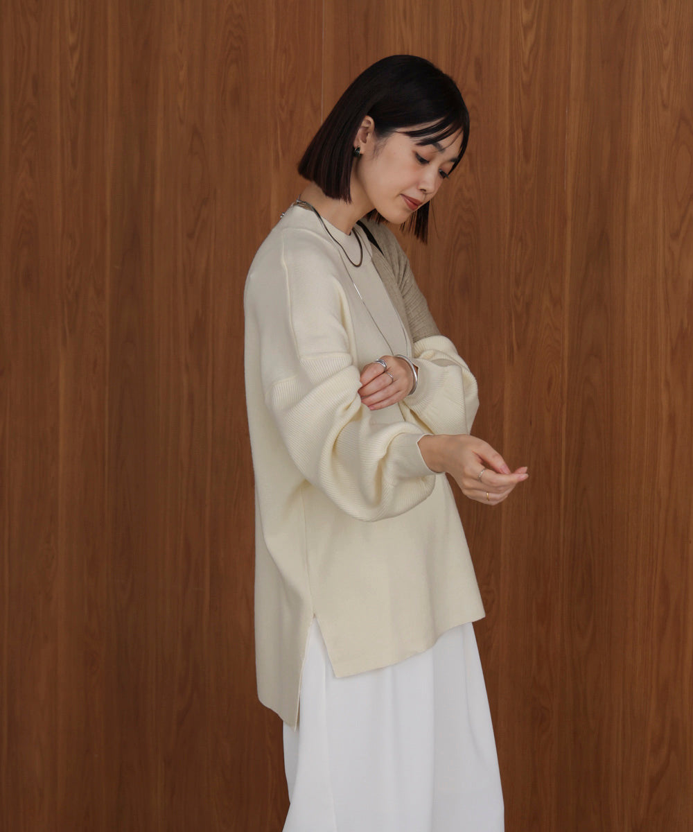 【WEB限定】もち軽配色ニットチュニック